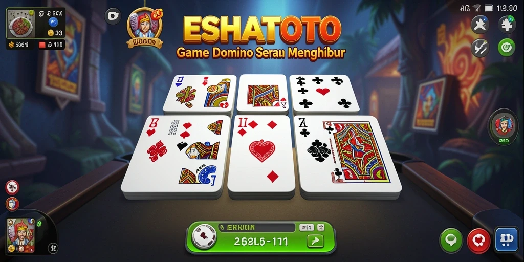 Tangkapan layar ESHATOTO menampilkan gameplay domino yang seru.