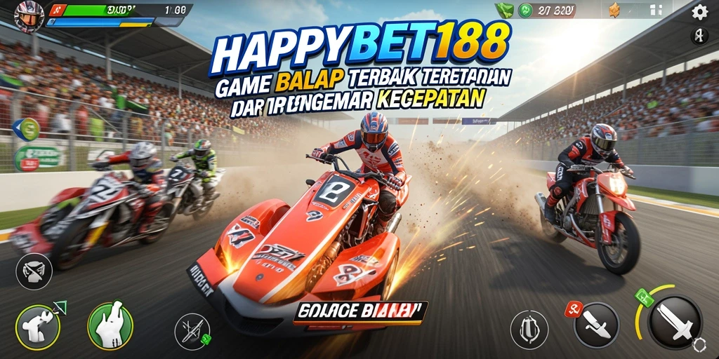 Tampilan gameplay balapan yang mendebarkan dan seru.
