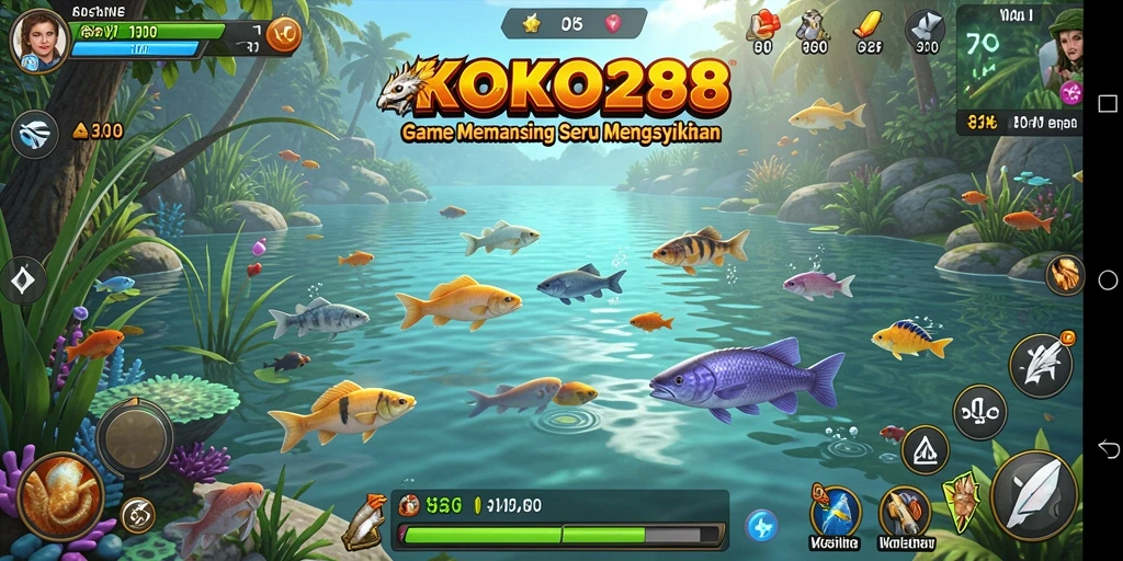 Screenshot gameplay KOKO288 dengan aksi memancing yang mengasyikkan.