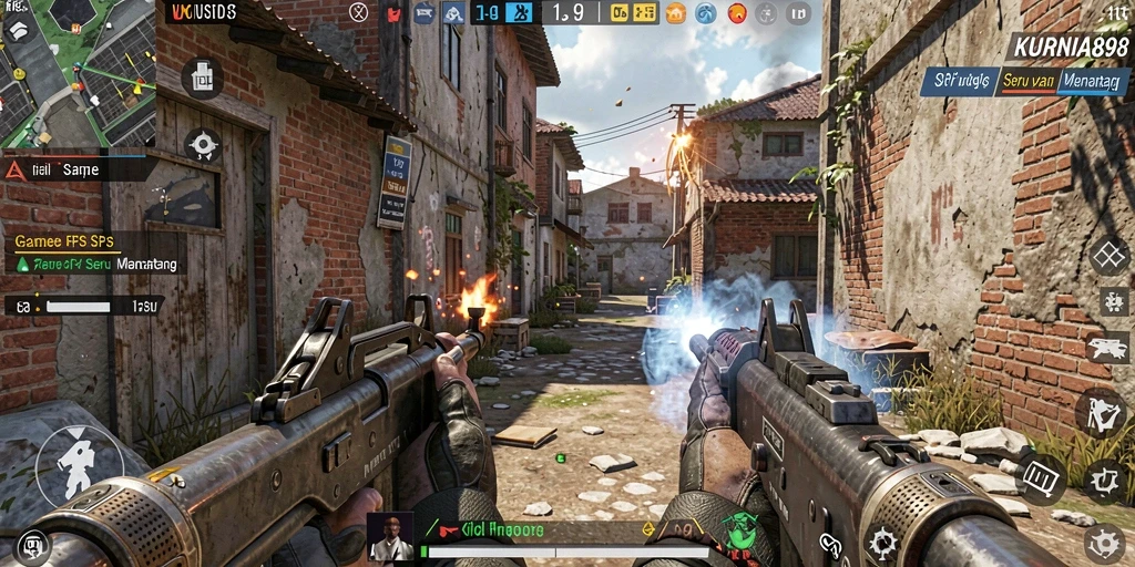 Screenshot gameplay KURNIA898 dengan aksi tembak-menembak yang intens.