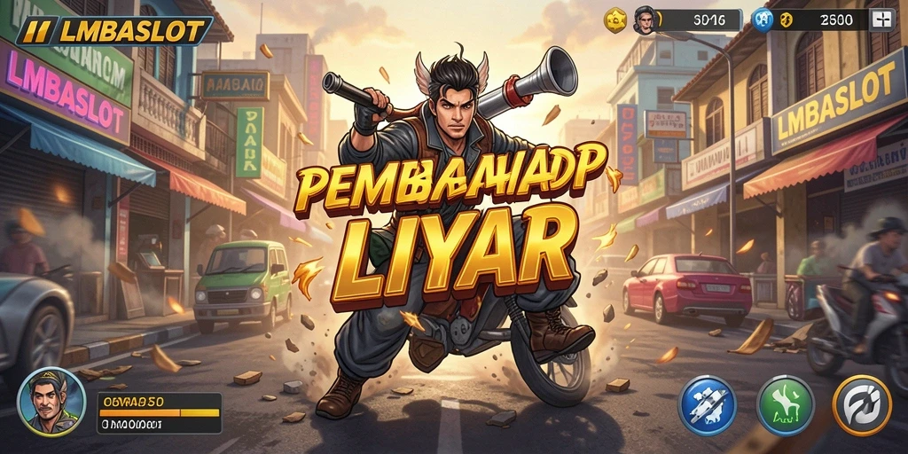 Tampilan gameplay LMBASLOT dengan aksi balapan yang mendebarkan.