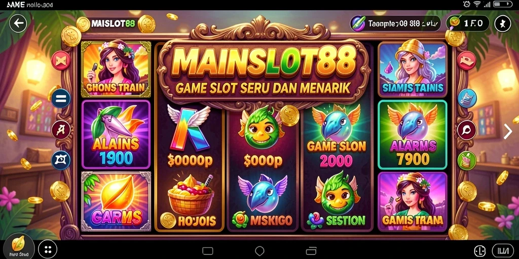 Tampilan utama gameplay MAINSLOT88 yang mengasyikkan dengan berbagai tema slot.