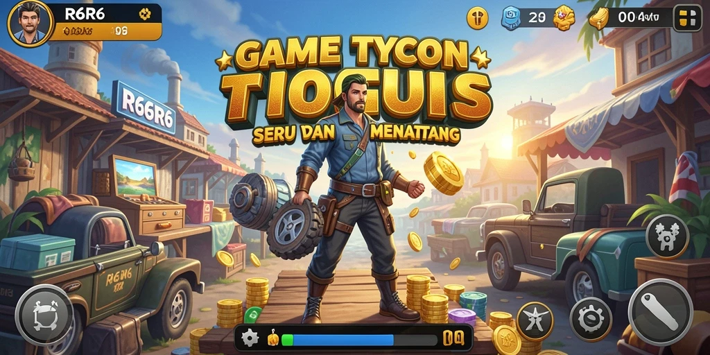 Tampilan gameplay R6R6 yang seru dalam membangun bisnis Tycoon.