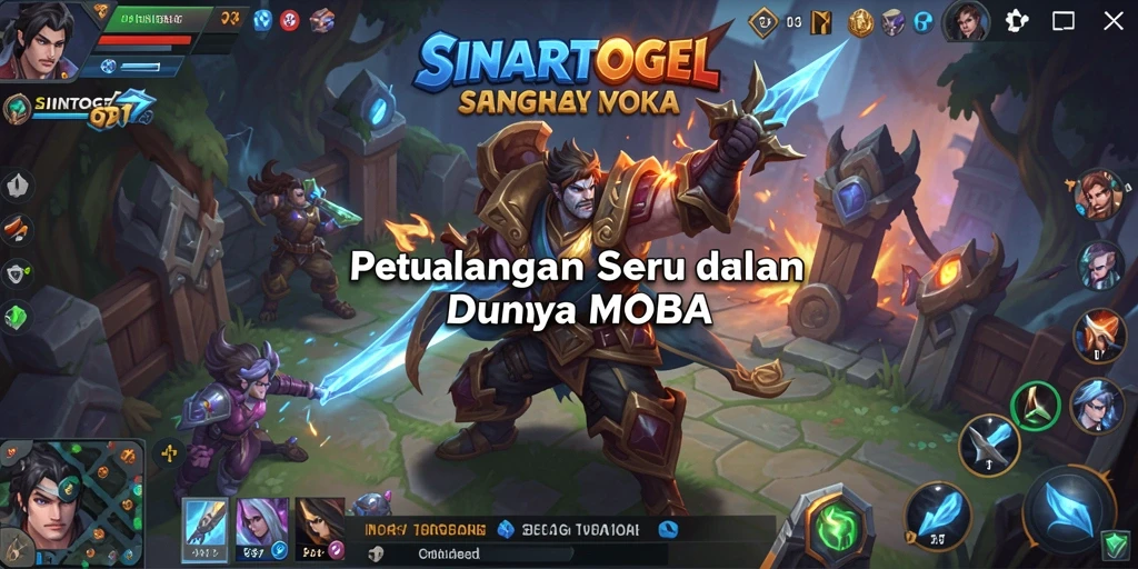 Screenshot gameplay SINARTOGEL yang menampilkan pertarungan seru dalam arena MOBA.