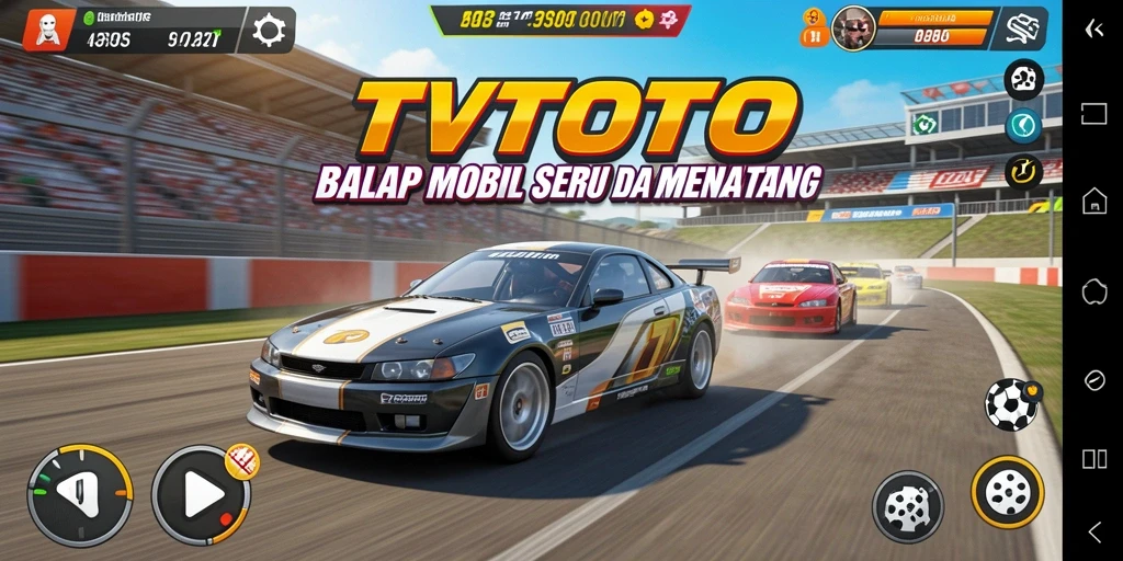 Tampilan gameplay balap mobil TVTOTO yang mendebarkan.