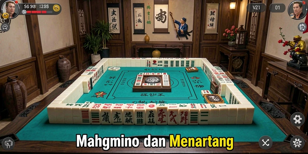 Tampilan gameplay V21 yang menampilkan papan Mahjong yang menarik.